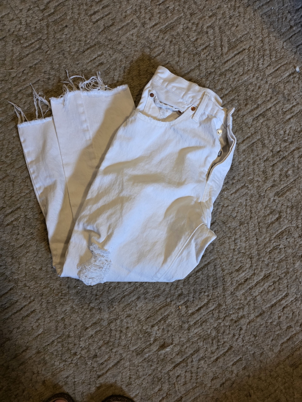 Levi's White Distressed Women's Overalls